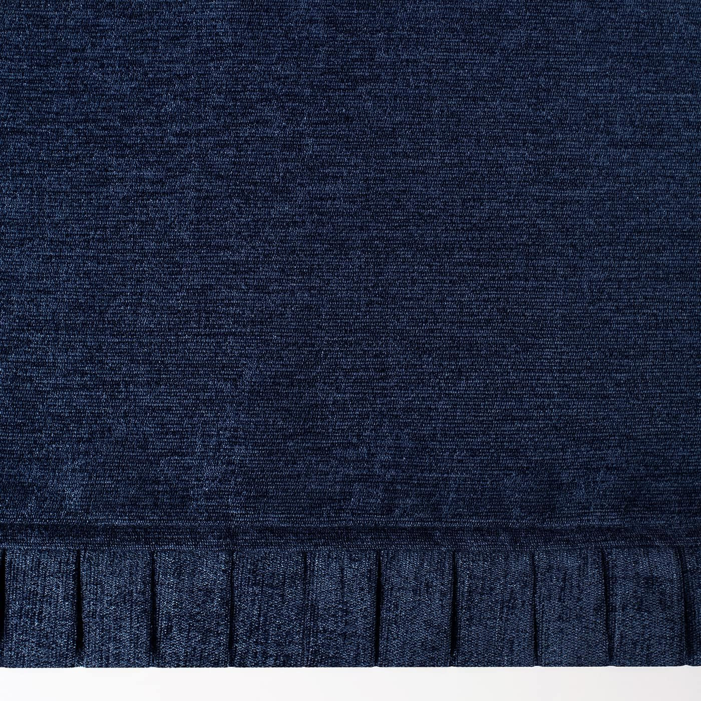 Woven Trends Semi Sheer Pinch Pleated Curtains, Solid Farmhouse and Modern Rustic Curtains, Chenille Cloth with Box Pleated Edges for Living Room, Bedroom, 52" W X 14" L, Navy Blue  Woven Trends   