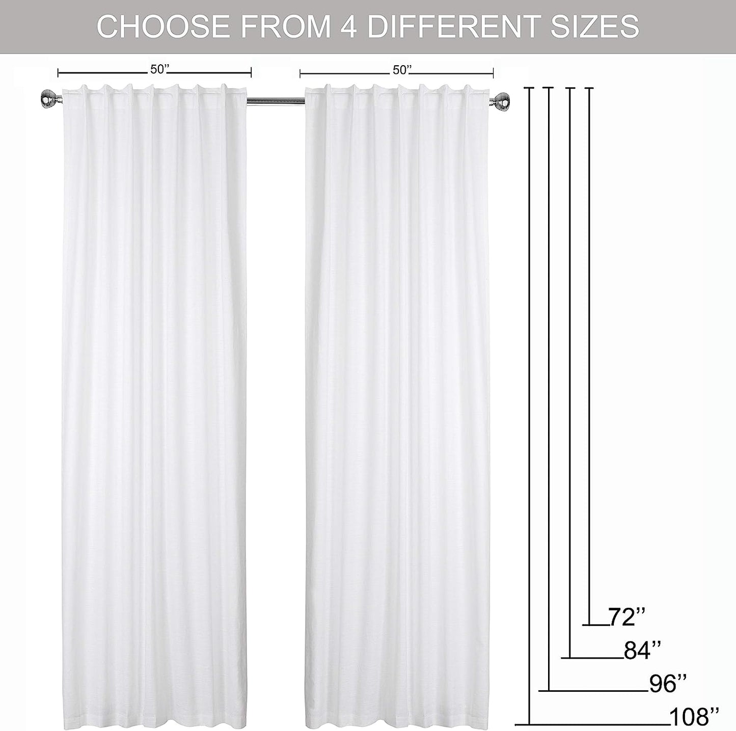 White Cotton Curtains 96 Inches Long for Living Room - Textured Semi Sheer Light Filtering Window Curtain for Boho Décor - Farmhouse Linen Back Tab Drapes for Bedroom Kitchen - 50X96 Inch, 2 Panels  The Beer Valley   