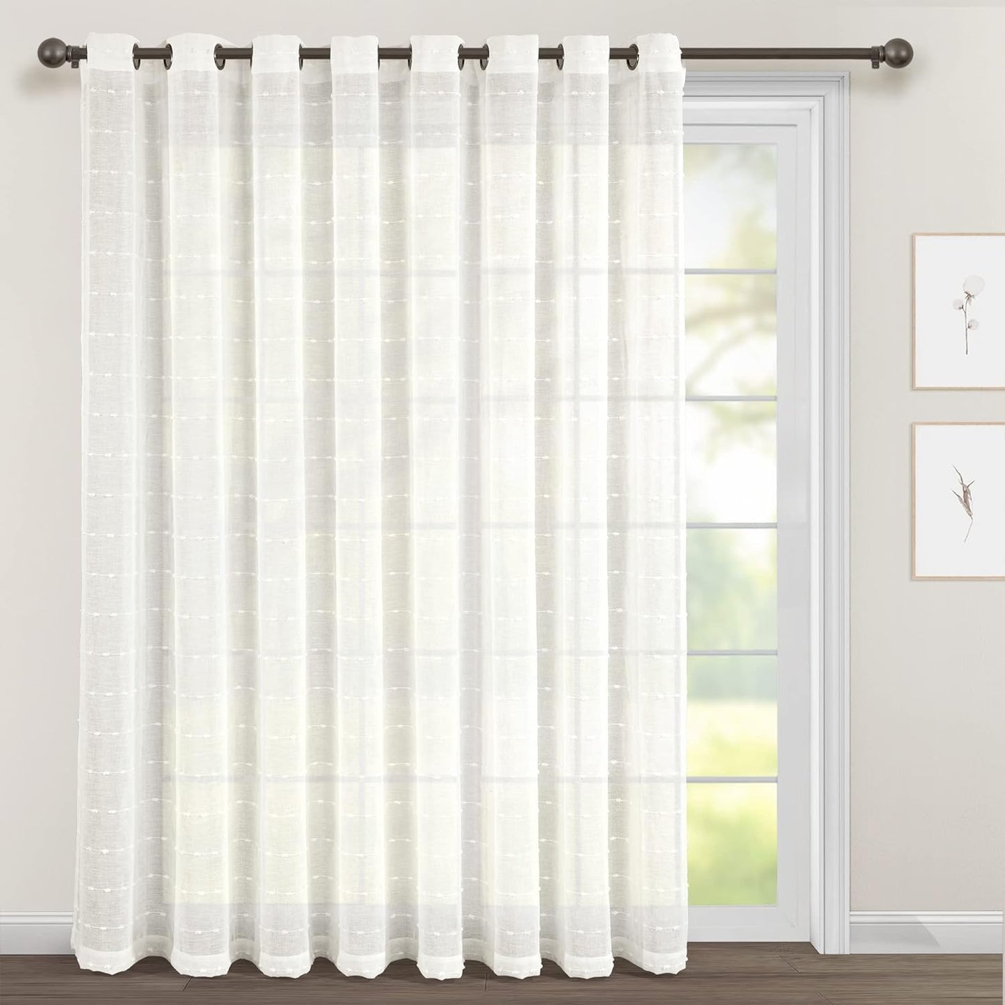 Lush Decor Farmhouse Textured Grommet Sheer Window Curtain Panel Pair, 38"W X 95"L, Gray  Triangle Home Fashions White Single 115"W X 84"L
